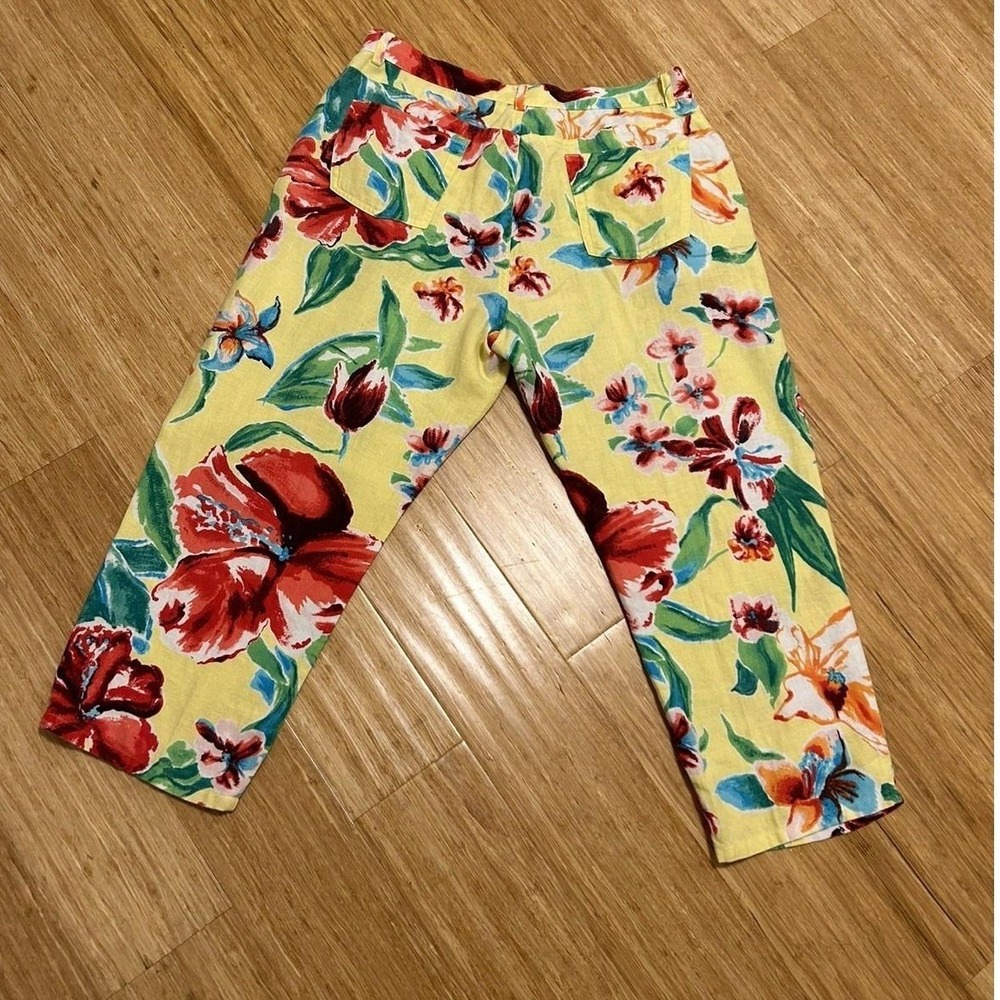 Lauren Ralph Lauren 12P vintage linen resort floral high waisted cropped pants - Picture 10 of 12